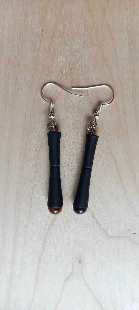 Bâtonnets ébène du Gabon pierres d'oeil de tigre    C17