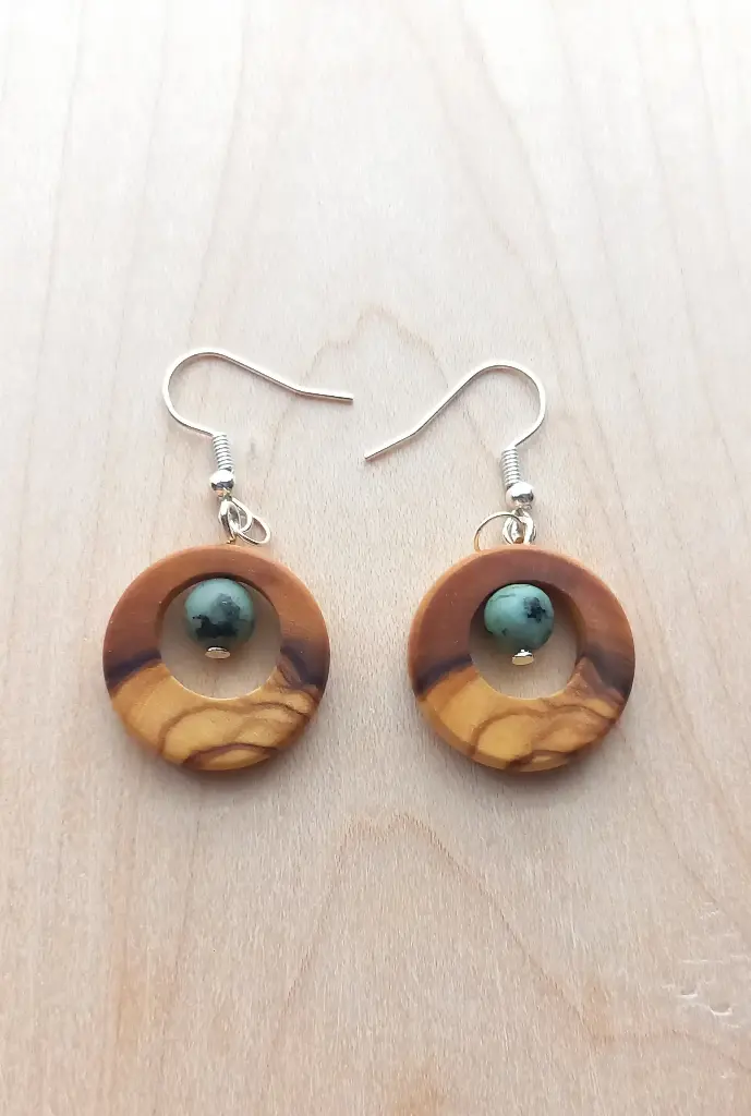 Créoles olivier et pierres de turquoise d'Afrique     I2