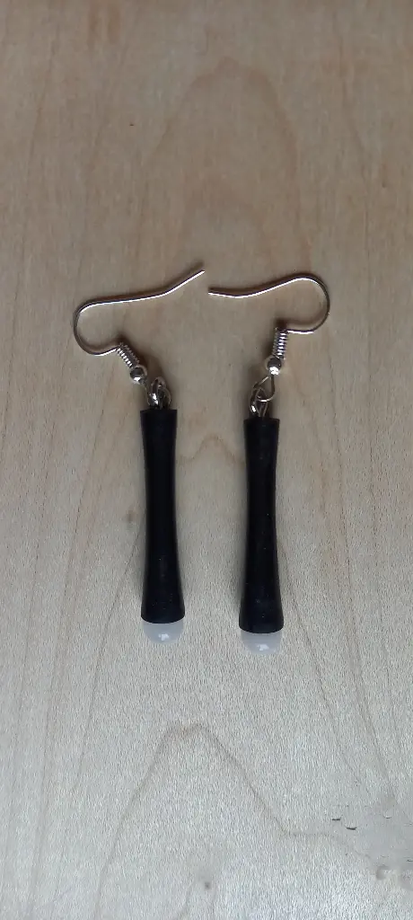 Bâtonnets ébène du Gabon et pierres de quartz rose    B12