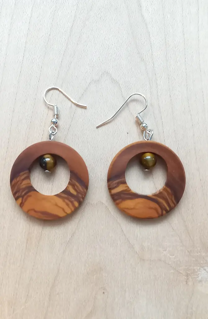 Créoles olivier et pierres d'oeil de tigre    A22